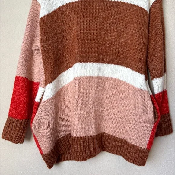 Lush Cozy Wool Blend Oversized Grandpa Colorblock Cardigan Sweater - Picture 12 of 12